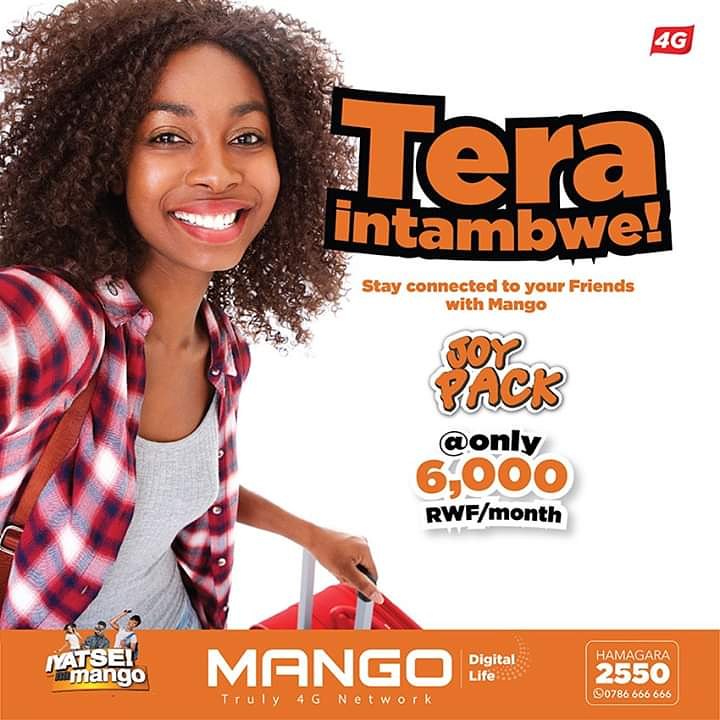 4GusersinRwanda's tweet image. Stay connected to feel empathy, compassion and understanding for yourself and others. Connect to 4G unlimited internet with #mangojoy pack @ only Rwf 6,000/month.

#IyatseNaMango #4GUnlimiteddata #AFCON2019 #LTEspeed #mangojoy #MangoHomeFi #Smartphones #MangoTelecom