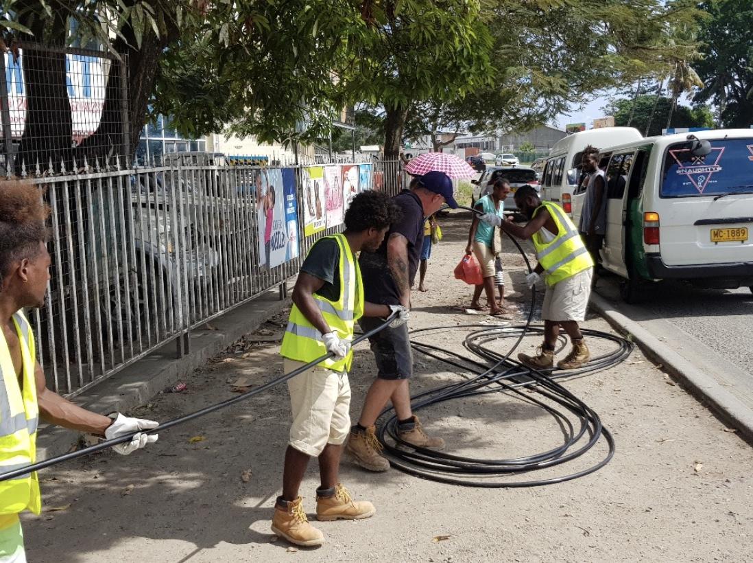 StefArmbruster's tweet photo. Solomon Islands set for start of 4,700km Coral Sea Cable installation to #PNG and Australia on weekend, French ship has arrived in Honiara, project reportedly running on time https://t.co/XO0sdcuaW4 via @SIBCOnline | #PNG #auspol @VocusComm https://t.co/YgPhytOisL