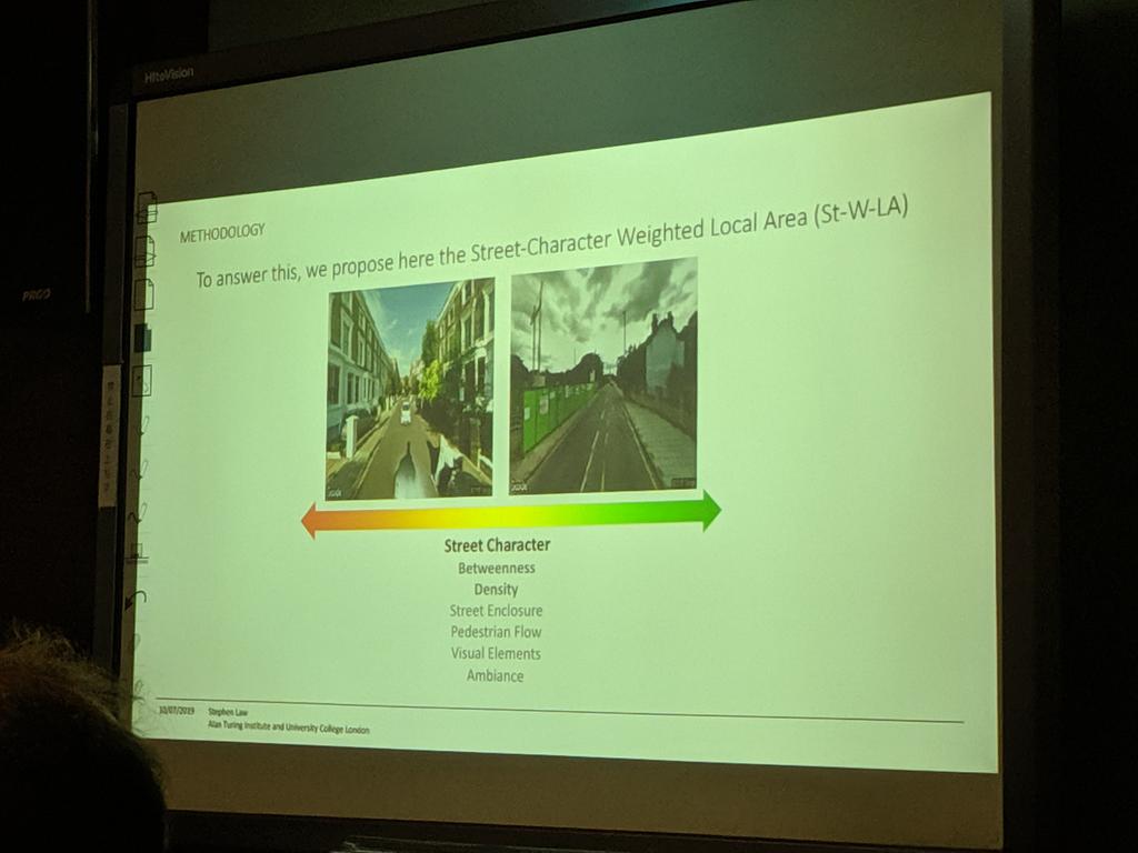 p_stamatis's tweet image. Very interesting presentation from @urban_stevie for #SpaceSyntax12 spoke about identifying neighborhood street characteristics using the not work connectivity metrics, I am really interested to see how he will continue that using the different image based features he proposed!