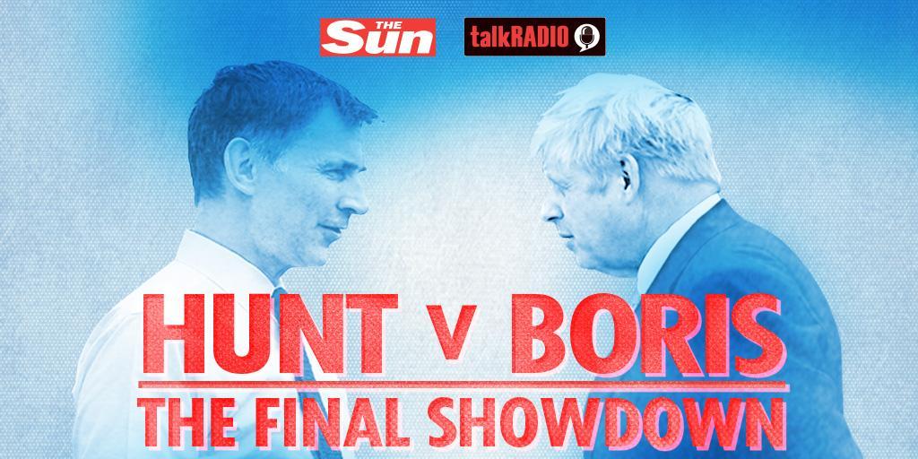 TheSun's tweet photo. Watch the PM hopefuls get grilled by Sun readers live at https://t.co/8YrKqKqhEa or listen on talkRadio on Monday July 15, 19:00 https://t.co/78O8U2VE4E https://t.co/BUlFGDk0rm