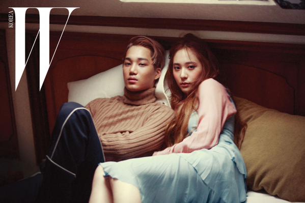 -150714 News about W Korea are announced. Kai, TaeMin and Krystal in a photo session. #MGMAVOTE  #EXO  @weareoneEXO