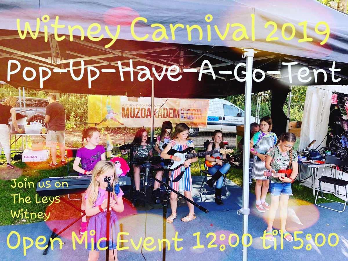 We're on The Leys, <a href="/witneyoxford/">Witney Oxfordshire</a> this Saturday after we participate in the <a href="/WitneyCarnival/">Witney Carnival</a> Parade!

Come and say Hi! Let the kids loose on a #guitar #drum #keyboard #mic and give them the joy of making music!

#whattodoattheweekend
#haveagoodday 
#learntoplay
#summerlearning