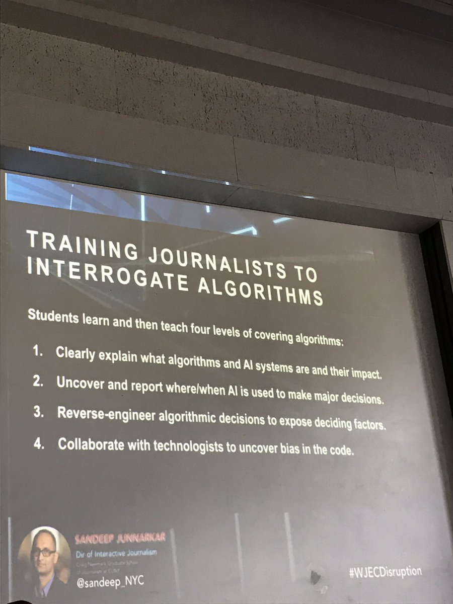 Journalism students need to know better how the algorithms work, especially their bias, argues <a href="/sandeep_NYC/">Sandeep Junnarkar</a>. #Journalism #Education #Future #WJECParis
