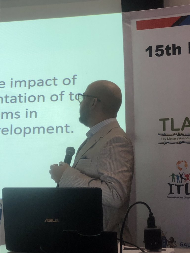 cotlands's tweet photo. Ruth Camelo Cabuya and Prof Jaime Castro Martinez share findings of the longitudinal study of the naves toy libraries program in Colombia #itlconf2019 #toylibraryconference @ITLAinfo https://t.co/Ch8xZ2sVWB