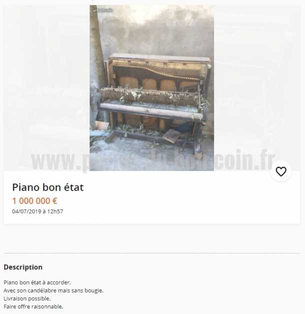 Perles du Bon Coin on Twitter "Piano à 1 million d