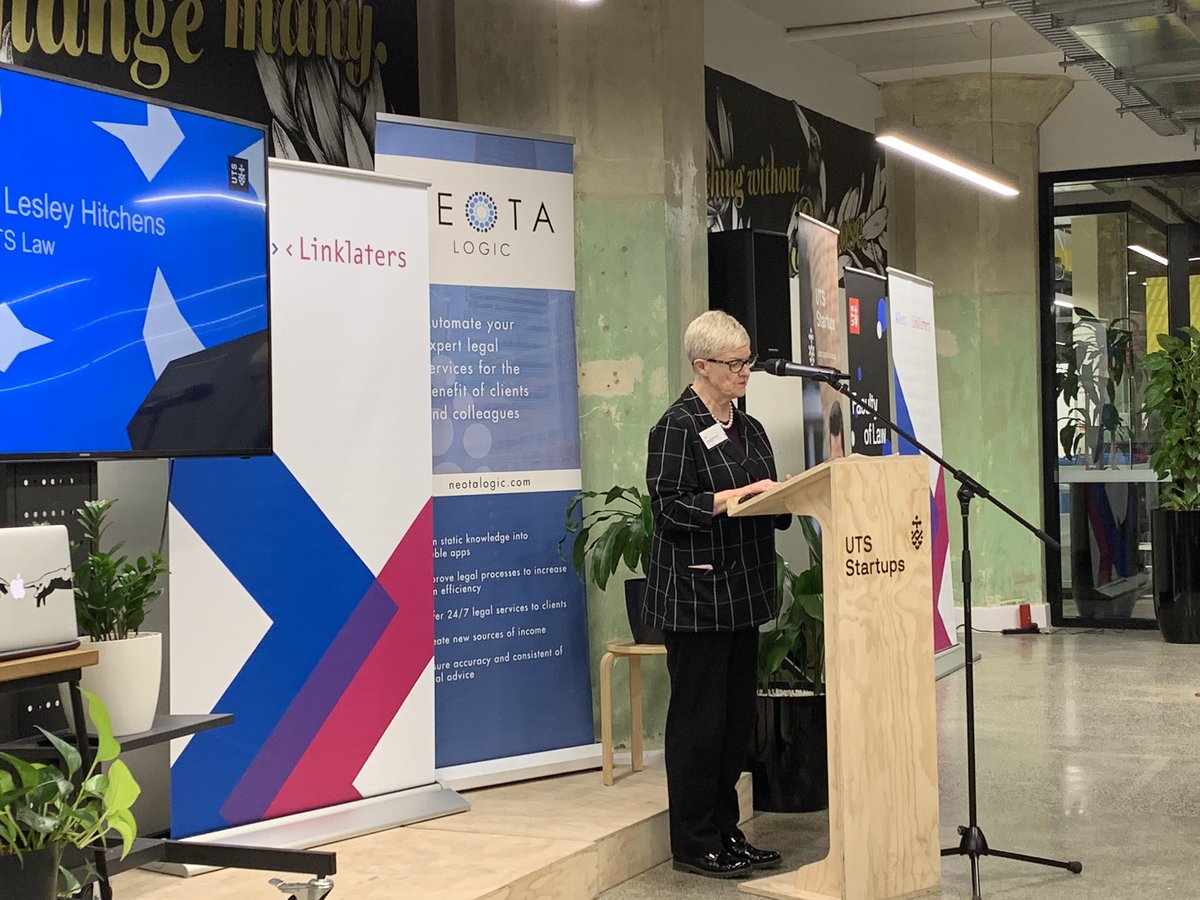 AllensLegal's tweet photo. The grand final of the 2019 #LawTechChallenge has begun. Looking forward to hearing each team present their app! #UTSLaw @NeotaLogic @UTSLaw @UTSStartups https://t.co/Ukd3Ksd742