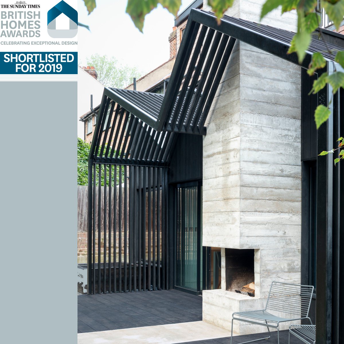 We are delighted to announce that Algiers Road has been shortlisted in the Sunday Times British Homes Awards 2019!
<a href="/BritHomesAwards/">British Homes Awards</a> @sundaytimeshome
#BHA19 #rearextension #concretefireplace #concrete #chiminea #pergola #architecture #charredlarch #shousugiban #sawtooth