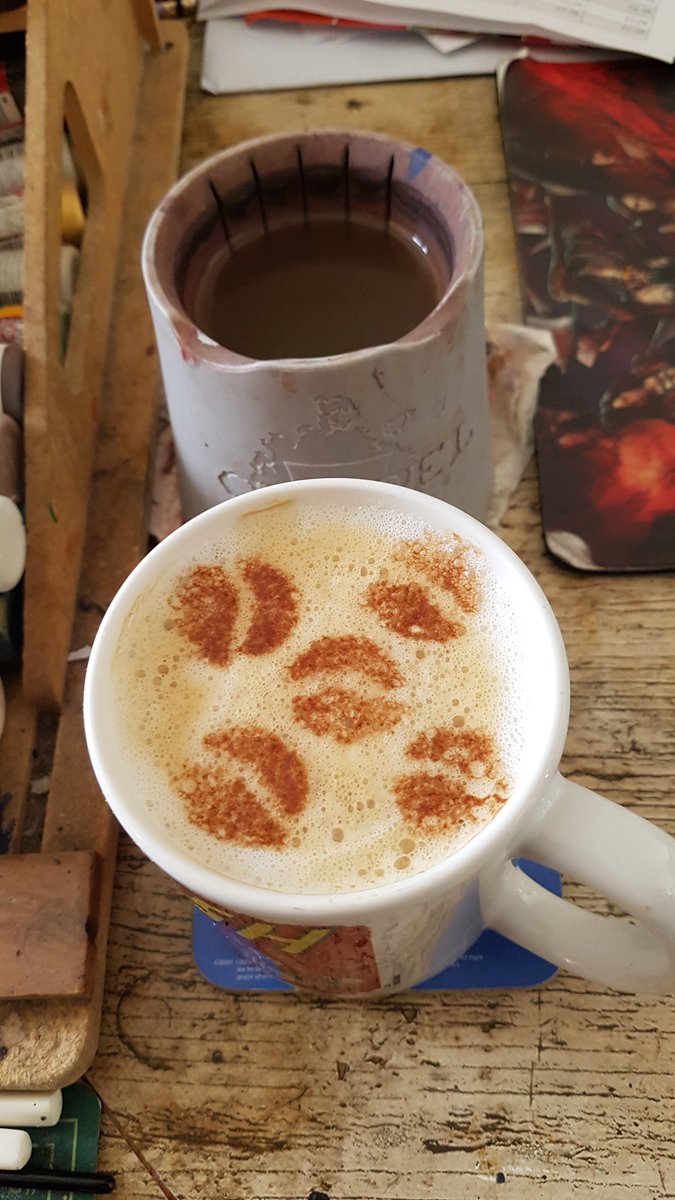 One of these is very yummy and the other i have in my mouth way more than i really should ! 😄 #coffeetime  #paintingknights