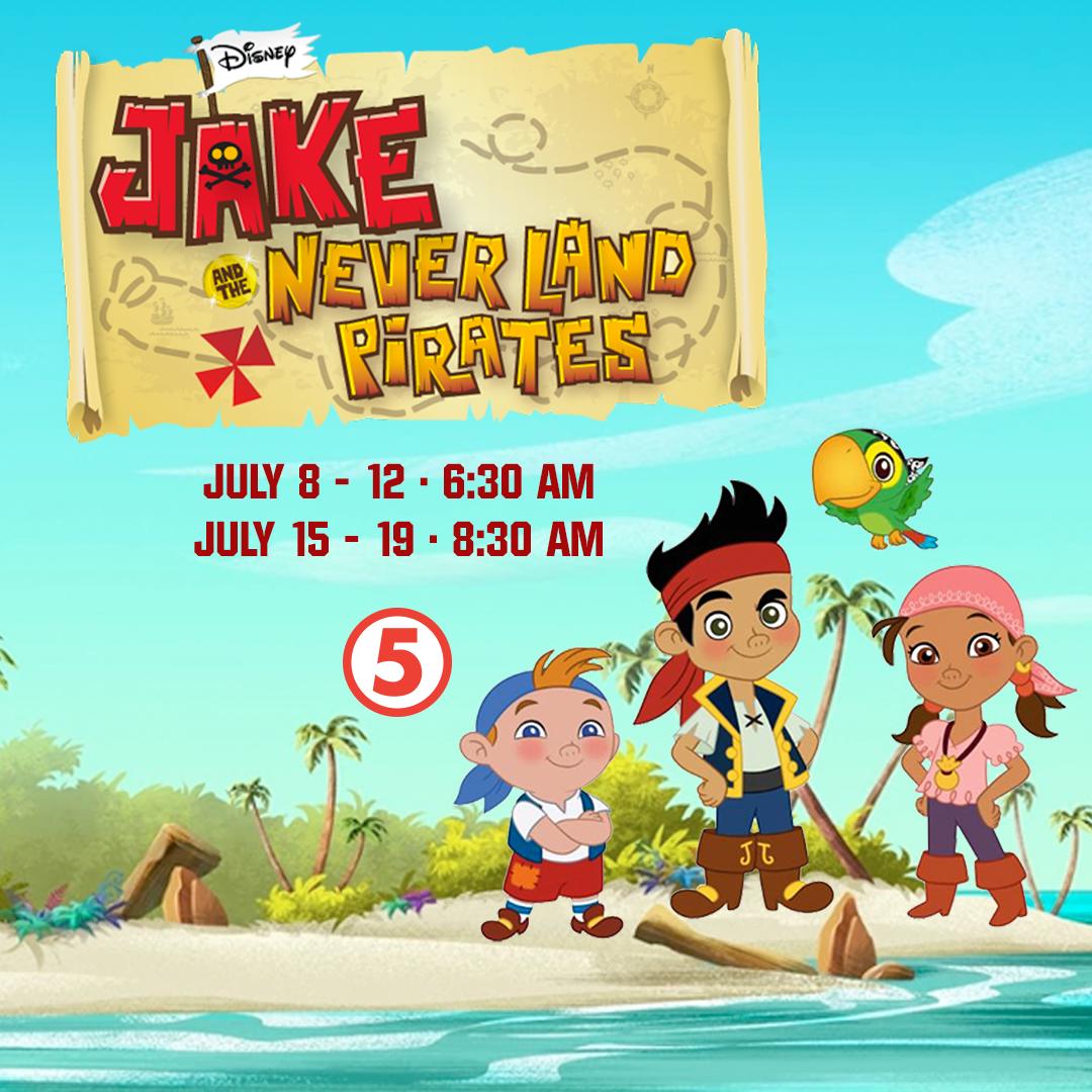 Experience fun, action, and adventure! Join Captain Jake, Cubby, \u0026 Izzy as  they compete against Captain Hook and Mr. Smee sa pagkuha ng treasures.  Watch Jake \u0026 the Neverland Pirates at these, image size:1080x1080