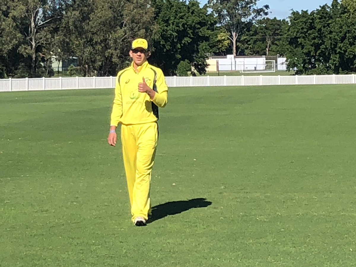 Troymurphy20's tweet photo. & Just like that he played for Australia
9 overs, 3 wickets for 26 runs .... after New Zealand had got off to a flyer, hope he gets a bat , keep up the good work Todd Murphy
#prouduncle
#proudgrandparents
#unclewayne https://t.co/6oQVyj4cks