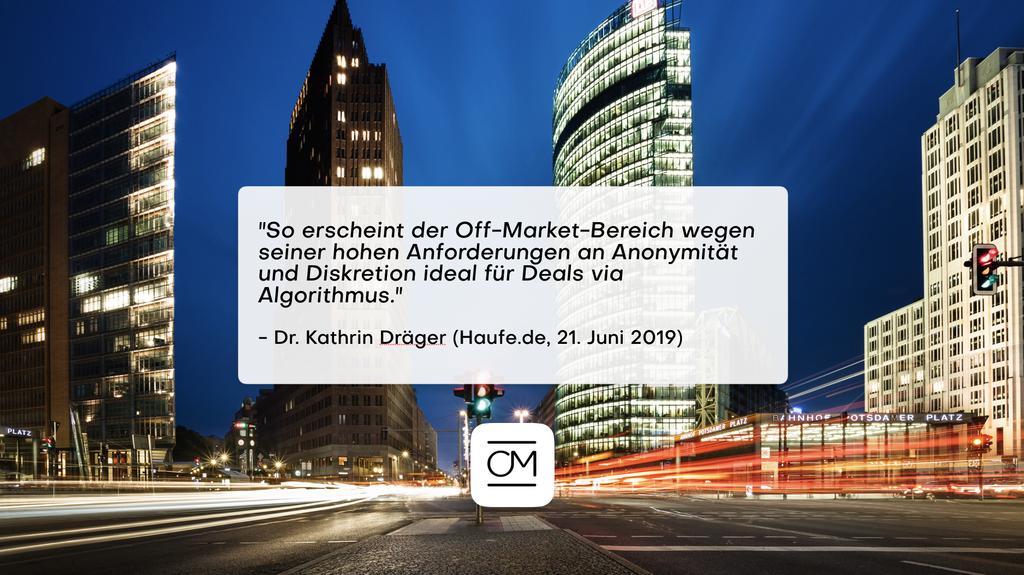 offmade_io's tweet photo. "So erscheint der Off-Market-Bereich wegen seiner hohen Anforderungen an Anonymität und Diskretion ideal für Deals via Algorithmus." - Dr. Kathrin Dräger (https://t.co/GheUEtAPUD 21. Juni 2019) https://t.co/7ICqMQbRB9