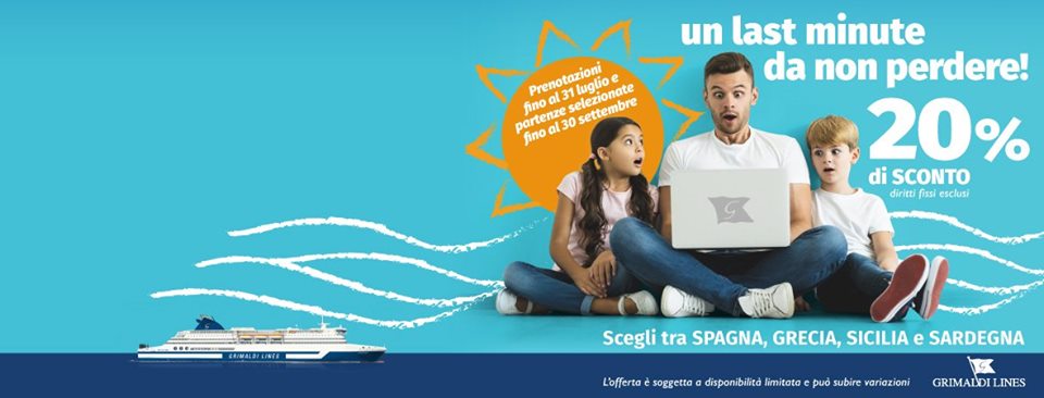 Traghettilines's tweet photo. Last Minute di Grimaldi Lines: parti per #Spagna 🇪🇸 #Grecia 🇬🇷 #Sicilia &amp; #Sardegna 🇮🇹 con il 20% di sconto! Offerta valida fino al 31 Luglio per selezionate partenze entro il 30 Settembre. https://t.co/DvaTkEAw3R