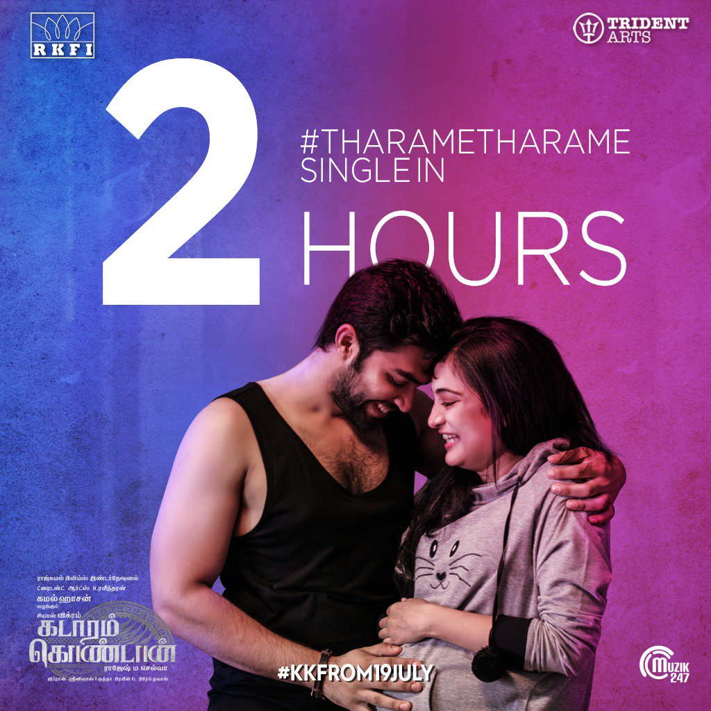 TamilaninCinema's tweet photo. Less than 2Hrs To Go For #KadaramKondan🔫🕵 Single #TharameTharame!! Its #Ghibran25🎷🎶 Musical..!
#KadaramKondanFromJuly19🚙💥
#KKSingle ! #KKFromJuly19 ! #ChiyaanVikram ! @aksharahaasan1 @RajeshMSelva ! @AbiHassan_ ! @tridentartsoffl ! @proyuvraaj !https://t.co/PdOLyRUOV3