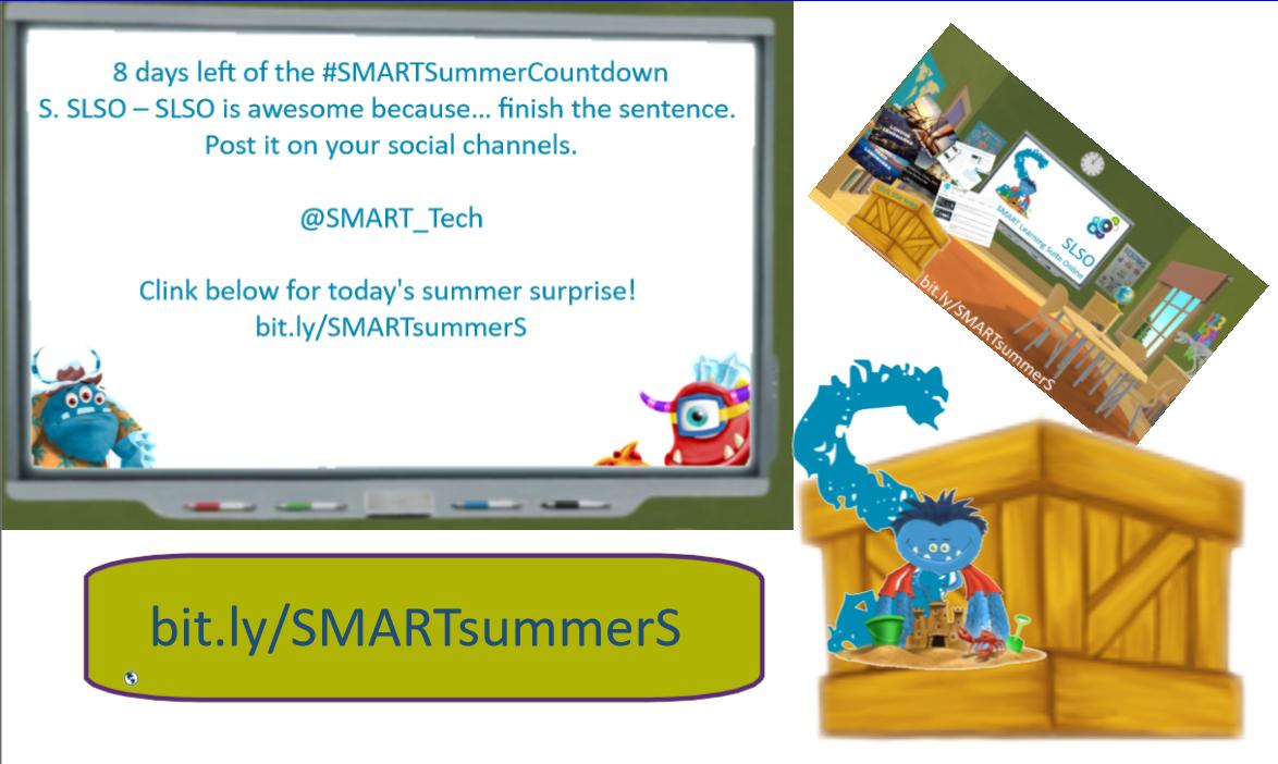 SMARTukconnect's tweet photo. 8 days left of the #SMARTSummerCountdown
S. SLSO – SLSO is awesome because… finish the sentence. Post it on your social channels.
@SMART_Tech
Clink below for today's summer surprise!
https://t.co/qSQ8tROyop https://t.co/S6XA0G8ynT