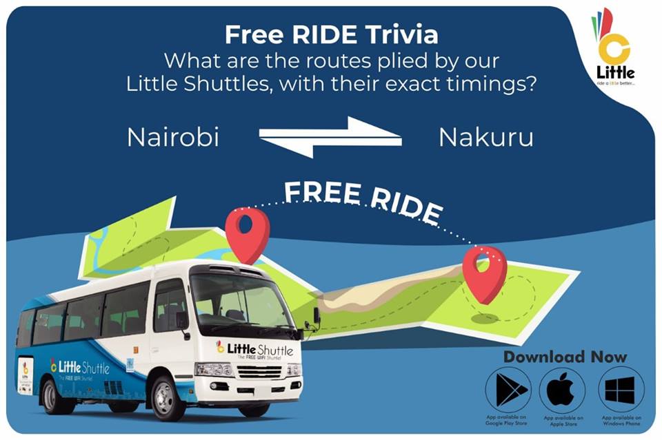 LittleAppKenya's tweet photo. For a chance to win a free ride to Nakuru or from Nakuru, answer this trivia correctly and you could be one of the pioneer riders of the intercounty Little Shuttle.
#BetterWithLittle #LittleShuttle #RideALittleBetter https://t.co/0ZTu1BR56H