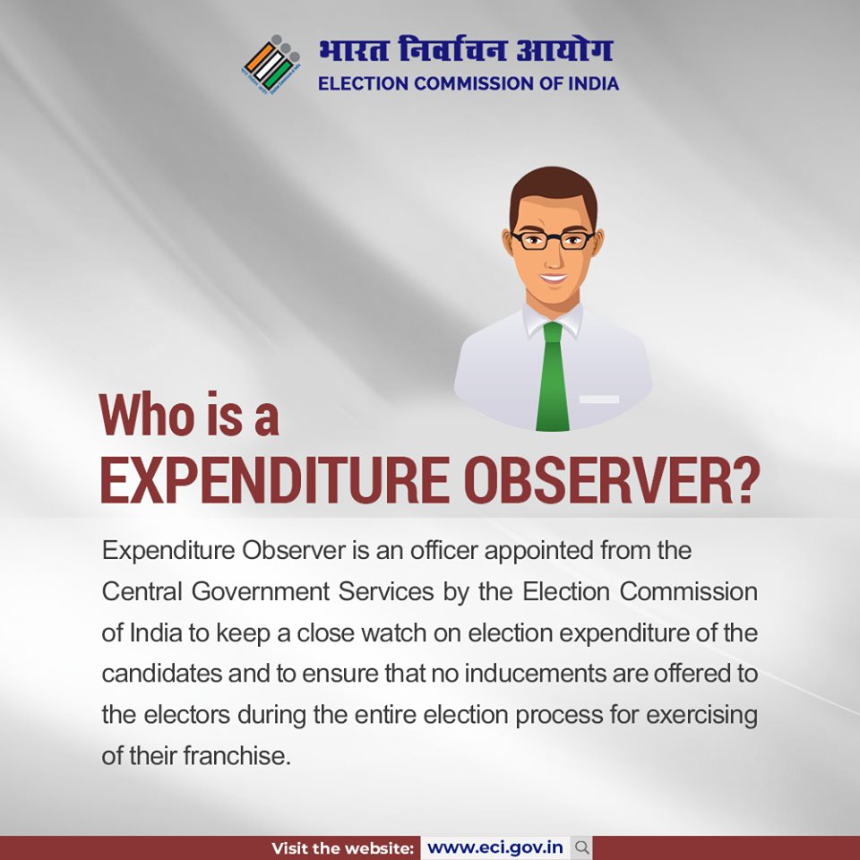 ECISVEEP's tweet image. Just like every voter matters in #election, every official matters to successfully conduct the entire #ElectionProcess. Here is some information about #ExpenditureObserver. 
#KnowTheProcess #SVEEP #ECI #ElectionCommissionofIndia