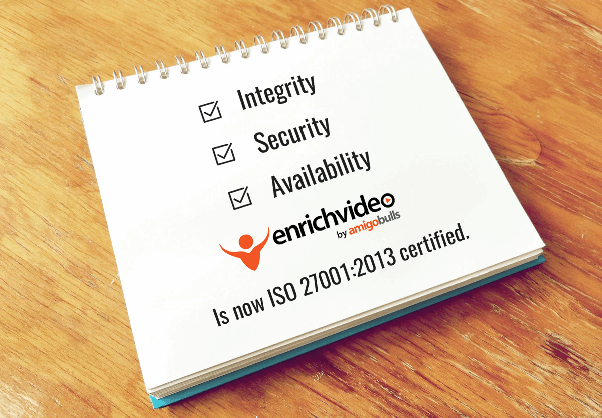 enrichneo's tweet photo. Amigobulls' EnrichVideo Platform has received the ISO 27001:2013 certification, the international standard outlining the best practices for information security management systems. https://t.co/yaYRnMP7ry #datasecurity #iso #isms #videostatements #wealthmanagement https://t.co/1z0G8nYxUS