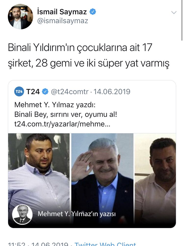 İstanbul Anadolu 4. Sulh Ceza Hakimliği, Binali Yıldırım’ın avukatlarının başvurusu üzerine bu tweetin engellenmesine karar verdi. Kararda, Yıldırım’ın kişilik haklarını ihlal ettiğim iddia ediliyor. Bir siyasetçinin ve ailesinin malvarlığını bilmek, toplumun hakkıdır.