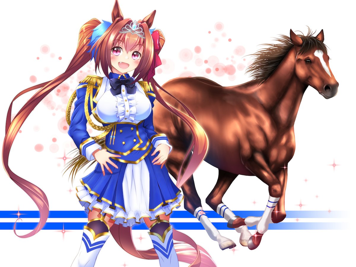 daiwa scarlet (umamusume) 1girl animal ears horse ears long hair tail horse girl epaulettes  illustration images