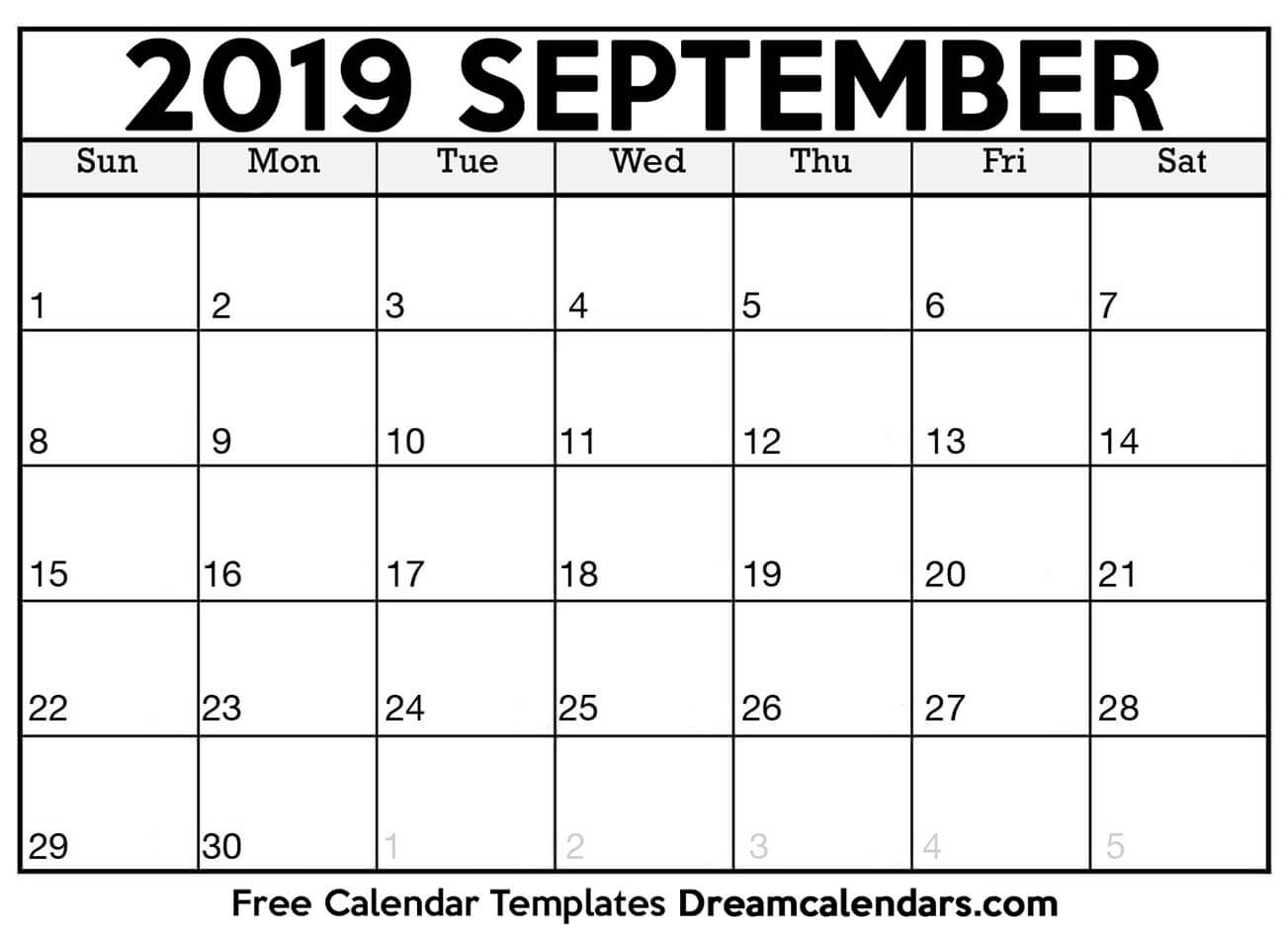 Printable September 2019 Calendar / Twitter