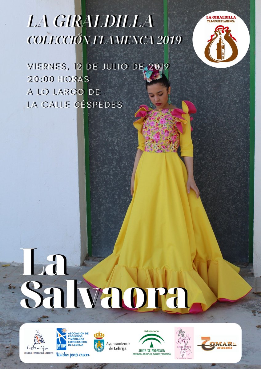 Con motivo de la Campaña de Rebajas 2019, este Viernes 12 de Julio nos espera un desfile de Trajes de Flamenca, organizado por La Giraldilla, bajo el nombre "La Salvaora".

A las 20:00 horas en la C/ Céspedes, te espera la Colección Flamenca 2019.

No te lo puedes perder!!