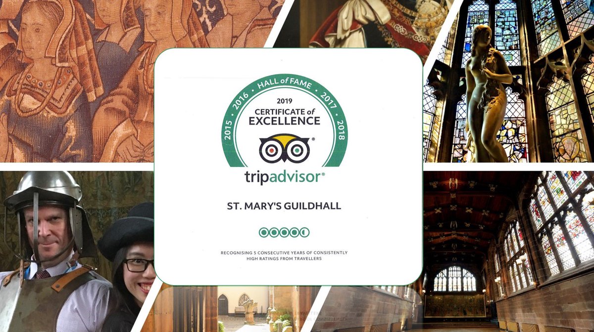 stmaryguildhall's tweet photo. Brilliant to receive our @TripAdvisor #certificateofexcellence for 5th year in a row #ThisIsCoventry @visit_coventry @CovCityCentre @Coventry2021 https://t.co/JgAYKh5HIW