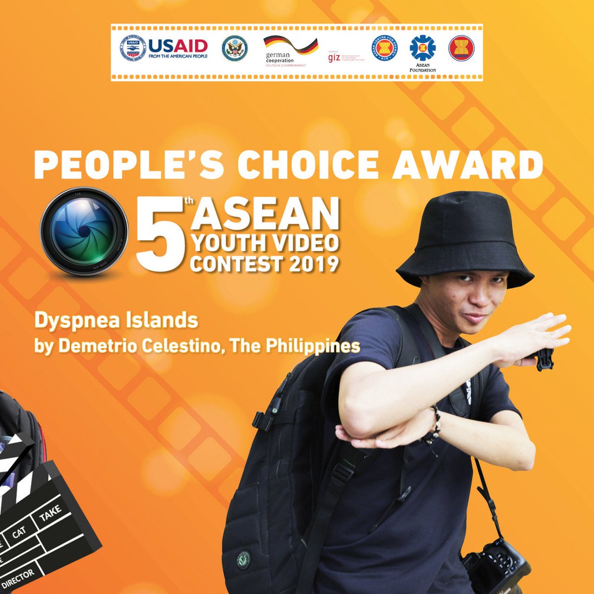 aseanfoundation's tweet photo. Our People's Choice Award winner is:
Demetrio Celestino, from the Philippines!
#BeASEAN #WeAreASEAN #AYVC2019 #ASEANRenewables #ASEANisLit https://t.co/KhTGbem3Vp