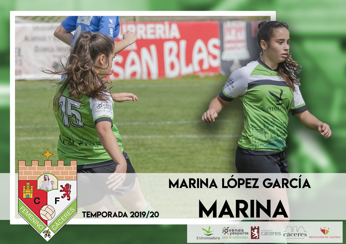 CacerenoFem's tweet photo. Marina, @marinitalope_10 (2001) comenzó su carrera deportiva en 2011, en Montehermoso. En la temporada 2016/17 llegó al club verde, donde cumplirá su cuarta temporada. Es una asidua a las convocatorias de la Selección Extremeña.

⚽️💚⚽️💚

#Marina
#Renovadas https://t.co/pCuvJw90R2