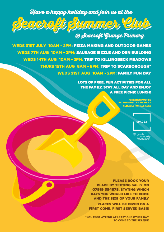 Seacroft Grange have a summer holiday packed with adventure with activities in and out of school. Check out the flyer and get in touch with the number on the flyer to book a place. It's all free and designed for our community!