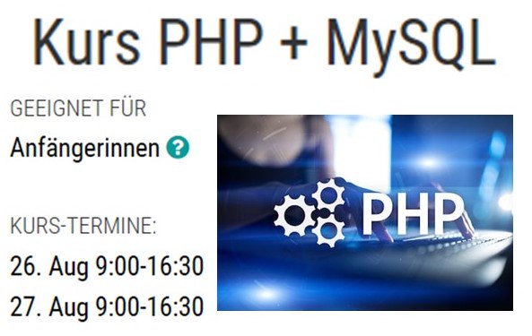 ditact's tweet photo. Du bist noch nicht zum Kurs PHP+MySQL angemeldet?🤔 Dann nutze die Gelegenheit jetzt um das zu tun, denn hier sind noch ein paar Plätze frei!😊Im Kurs lernst du, wie man PHP verwendet, was eigentlich eine Datenbank ist und vieles mehr🤓
#ditact #Anmeldung #PHP https://t.co/f9kEJ0KgLB