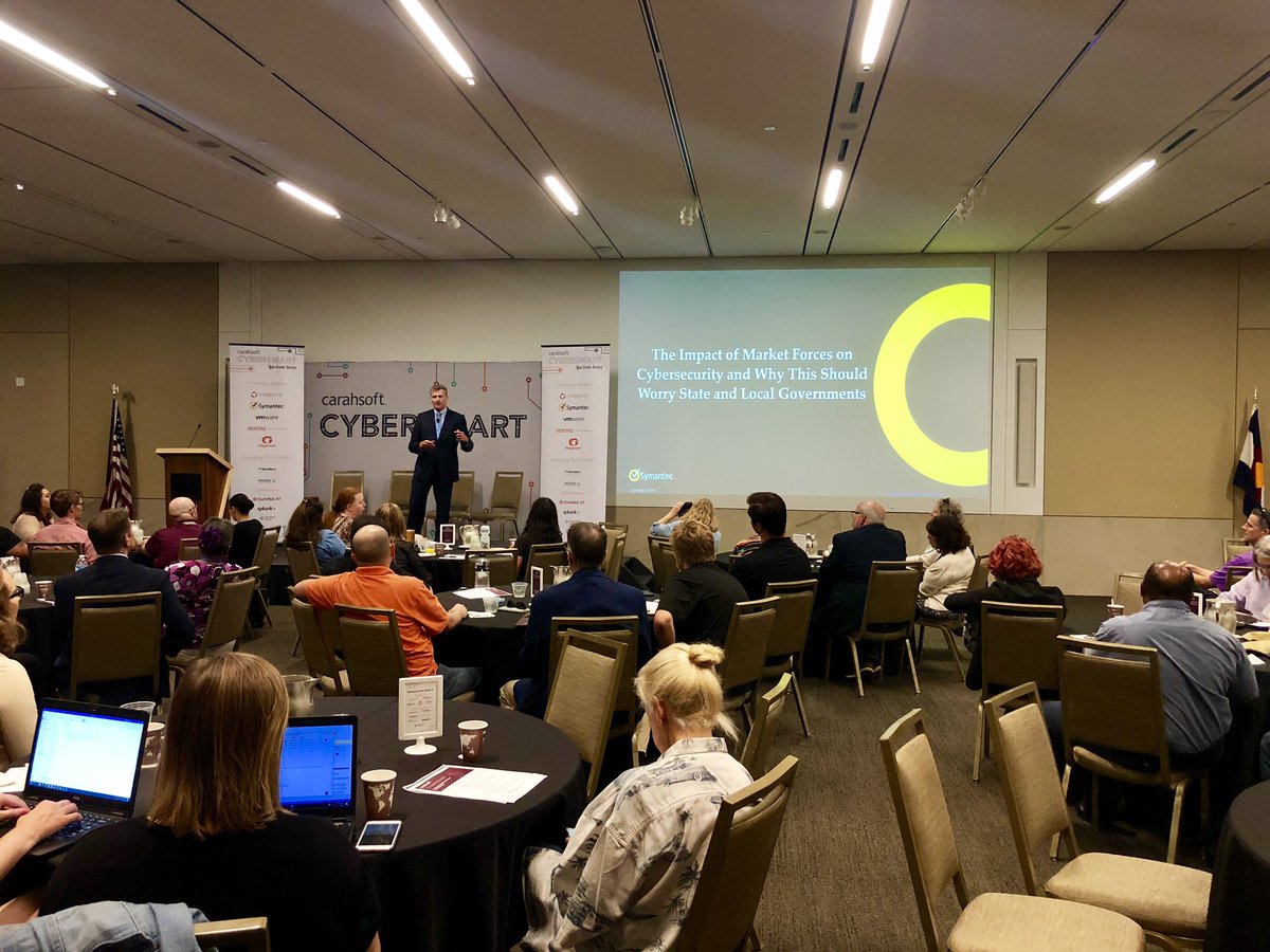 .<a href="/Symantec/">Symantec by Broadcom</a>’s Thomas MacLellan is covering the impact of market forces on #cyber security in state &amp; local governments at <a href="/Carahsoft/">Carahsoft</a>’s #CyberSmart2019 event in Denver today!