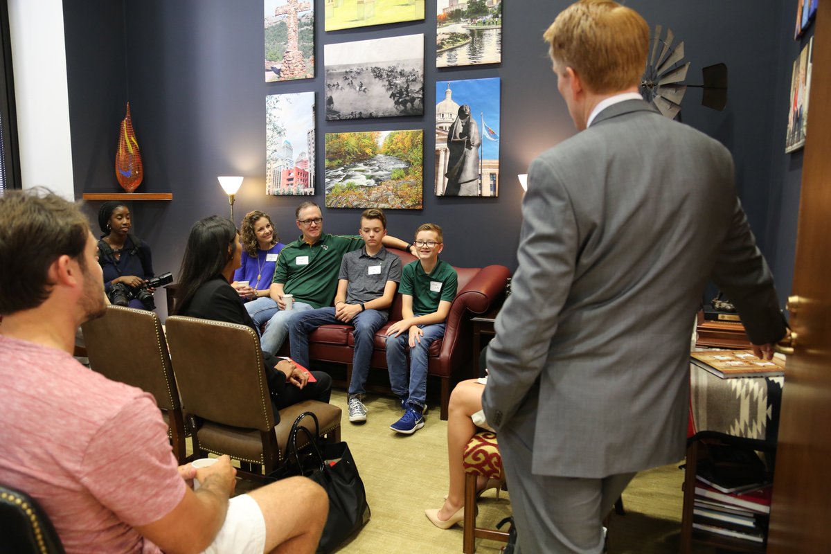 SenatorLankford's tweet photo. Great start to this Wednesday morning in the Oklahoma Embassy with coffee & conversation for #JavawithJames! ☕️ https://t.co/q5vOM7ZSfg