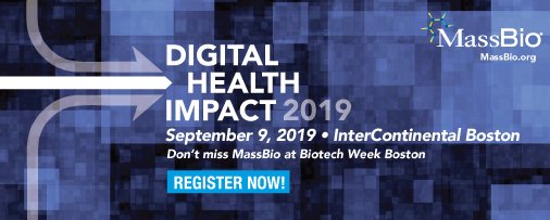 MassBio's tweet photo. What new opportunities for #patients &amp; #DrugDiscovery will come from the convergence between #DigitalHealth &amp; the #LifeSciences? Find out during our #DigitalHealthImpact2019 on 9/9, part of #BiotechWeekBoston. Register here: https://t.co/iOraYwVpVt https://t.co/oMrfY20Vuy