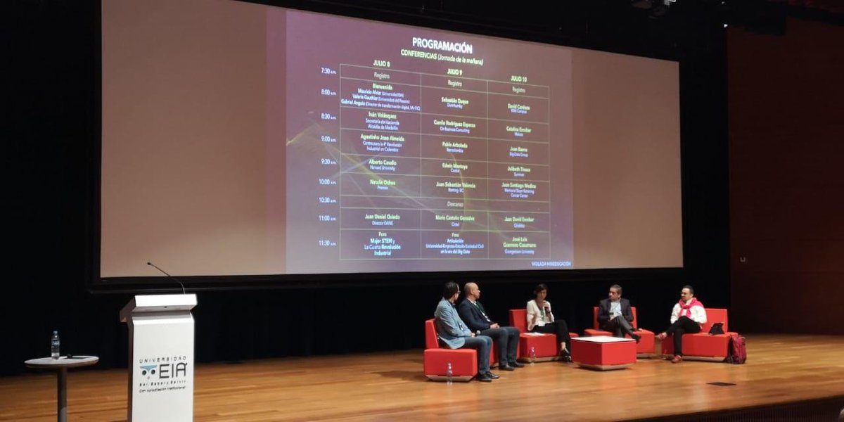 Makaiaorg's tweet photo. Presentes en @BigData_CO 3.0. @catalinaescobar participó del Foro "Articulación Universidad-empresa-estado-sociedad civil", aportando su mirada frente a los retos que plantea la #4RI. Hoy continúan las actividades en @UniversidadEIA 

https://t.co/zRYxC8Lb2q https://t.co/7egYWF15nv