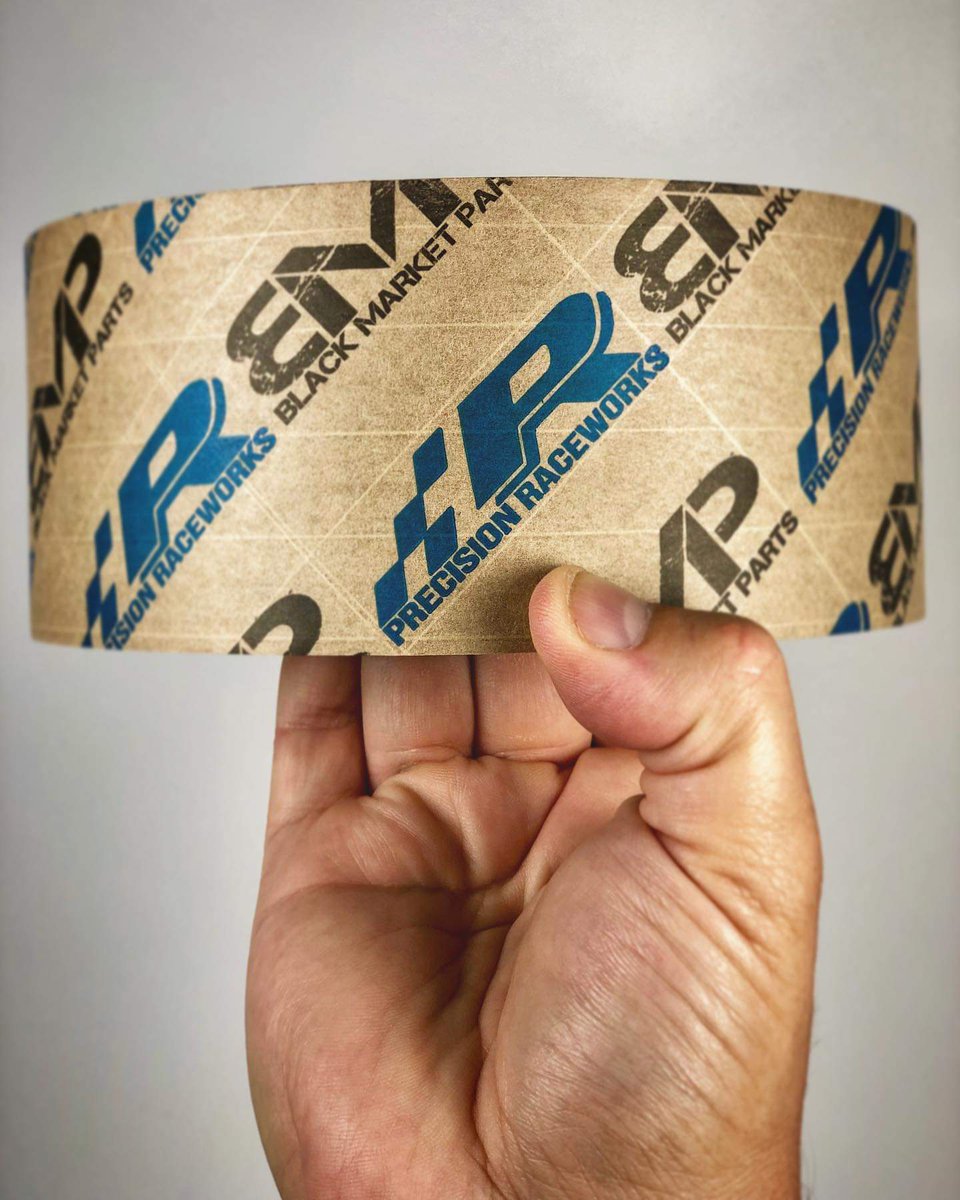 SplashtapesLLC's tweet photo. Really sweet 2-Color 45° slant print on kraft paper tape for @precisionraceworks @blackmarketparts ———————————————————————————————————— #carperformance #bmw #bimmer #aftermarket #halos #retrofits https://t.co/Bdxy6P92ZC