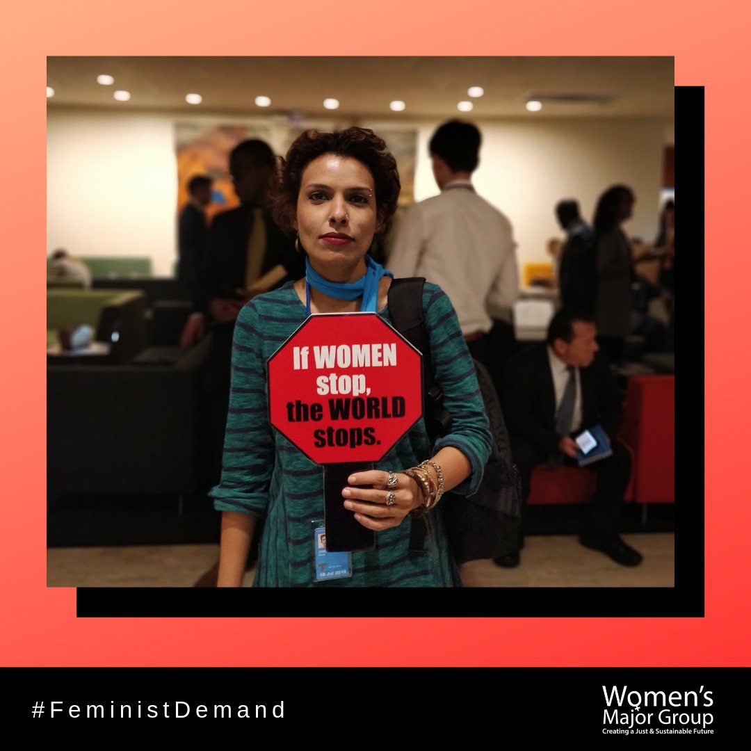 apwld's tweet photo. Look at our members at #HLPF2019 with their #FeminstDemand to #StopTheWorld on #IWD2020. We are ready to go on a #WomensGlobalStrike next year! https://t.co/qy2zdoNSM6