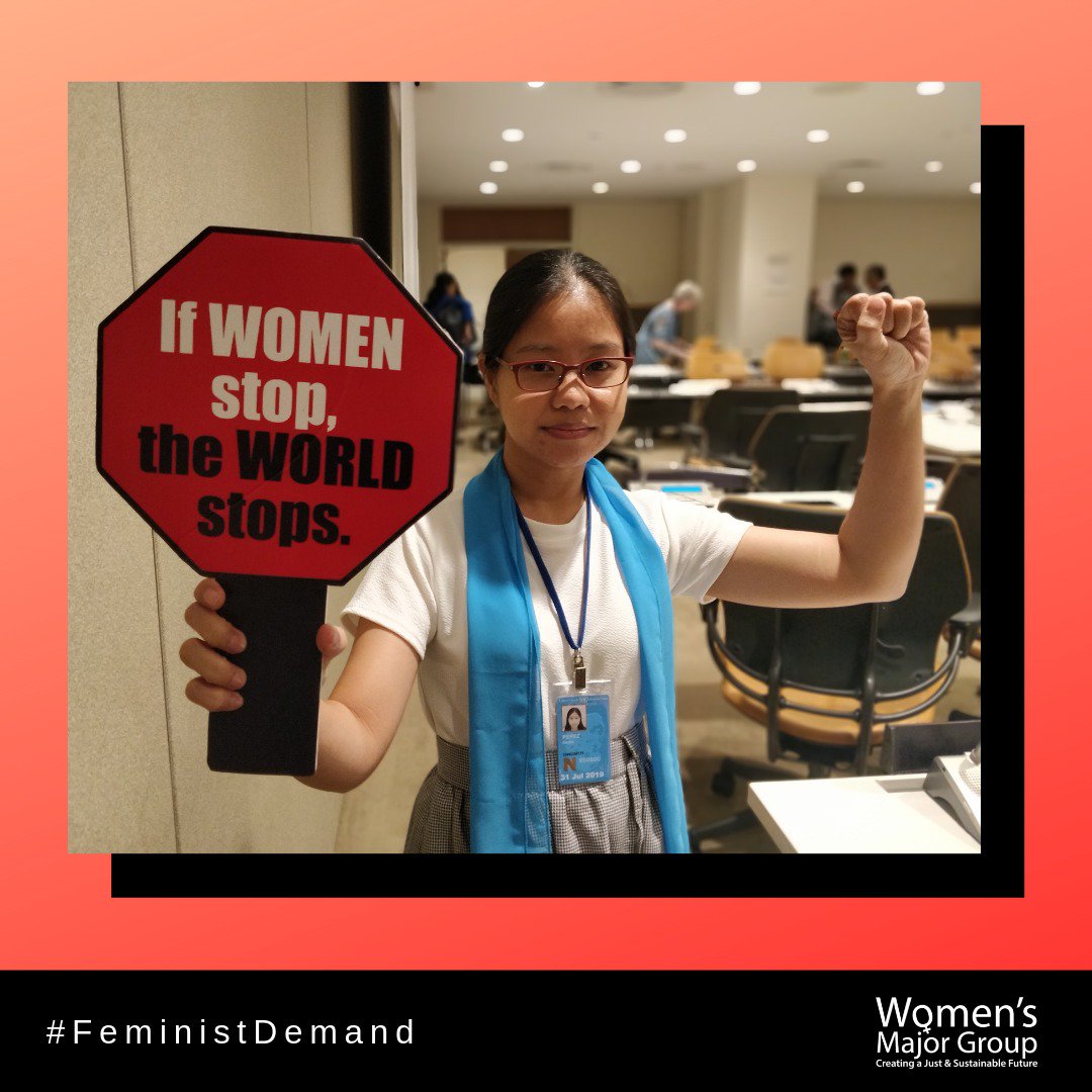 apwld's tweet photo. Look at our members at #HLPF2019 with their #FeminstDemand to #StopTheWorld on #IWD2020. We are ready to go on a #WomensGlobalStrike next year! https://t.co/qy2zdoNSM6