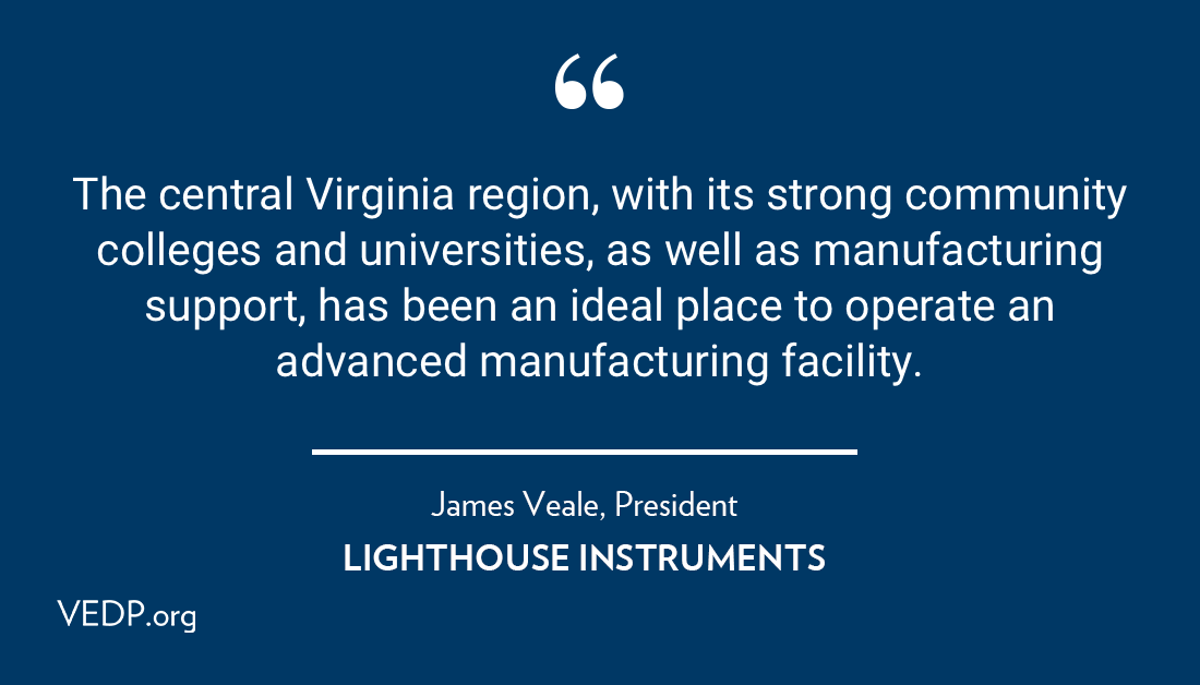 VEDPVirginia's tweet photo. Central #Virginia’s robust higher education network, including @UVA, @GermannaCC, and @PiedmontVaCC, provides businesses like Lighthouse Instruments access to a skilled talent pipeline. Learn more: https://t.co/gK5tlm9Rzw @CVaPartnership https://t.co/tDSxae0R32