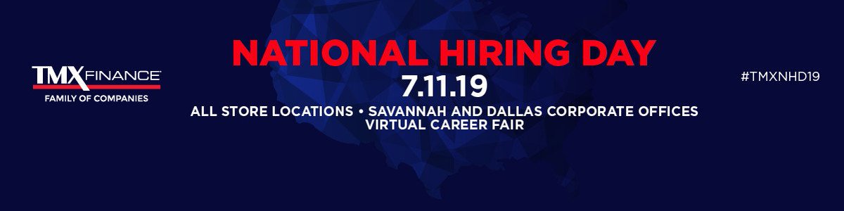 Tomorrow is the big day! Are you ready to take your career to the next level? Please visit any Titlemax location tomorrow between 10am-7pm for our National Hiring Event. See you soon! Good Luck #TMXNHD19