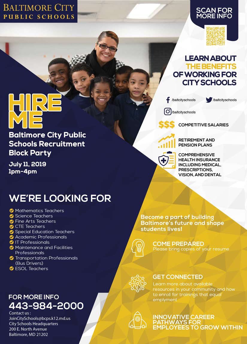 Renaissance433's tweet photo. GM, Check out @baltcityschools hiring #BlockParty happening July 11th from 1-4pm. #BeginYourQuest #QuestForLearning #RenaissanceStrong https://t.co/vnuwDnETMI