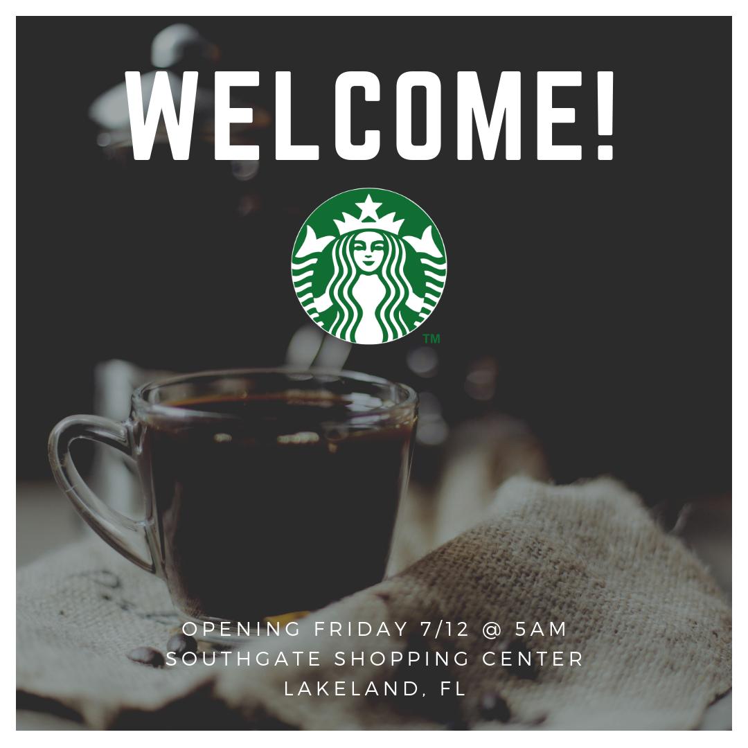 CrossmanCo's tweet photo. WELCOME Starbucks - to the iconic Southgate Shopping Center!
Come grab a coffee on opening day - Friday 7/12 at 5AM!
#CRE #PropertyManagement #InvestmentSales #marketing #ProjectManagement #starbucks #coffee #southgateshoppingcenter #lakelandfl #iconic #crossmanco #teamcrossman https://t.co/tzkNOmzx6h