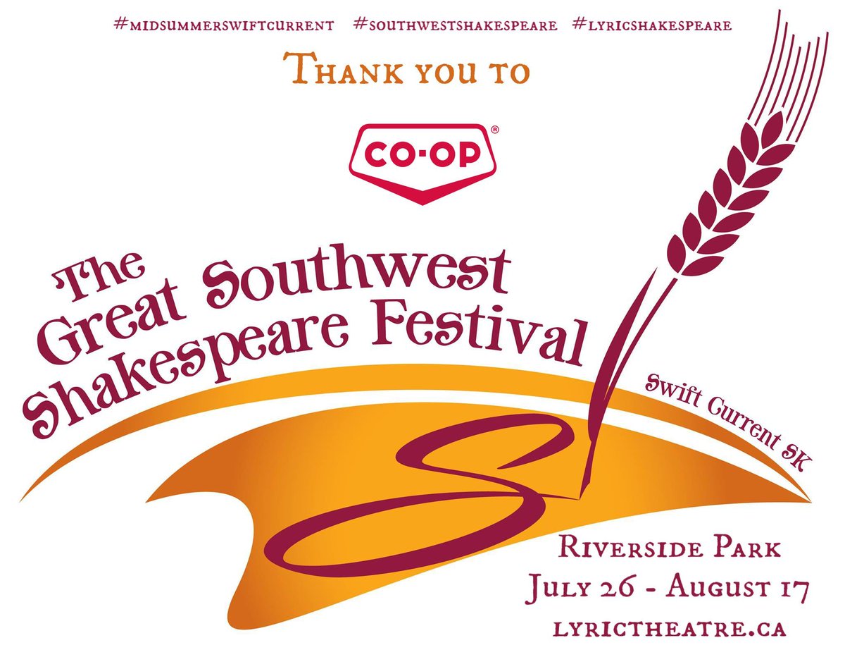 How lucky are we? Pioneer Co-op is one of our star sponsors! They are helping us bring our team of 14 actors to the stage for you. Tickets are only $20 ($5 for children)! Join us at Riverside Park starting July 26th. 
#midsummerswiftcurrent #southwestshakespeare #lyricshakespeare