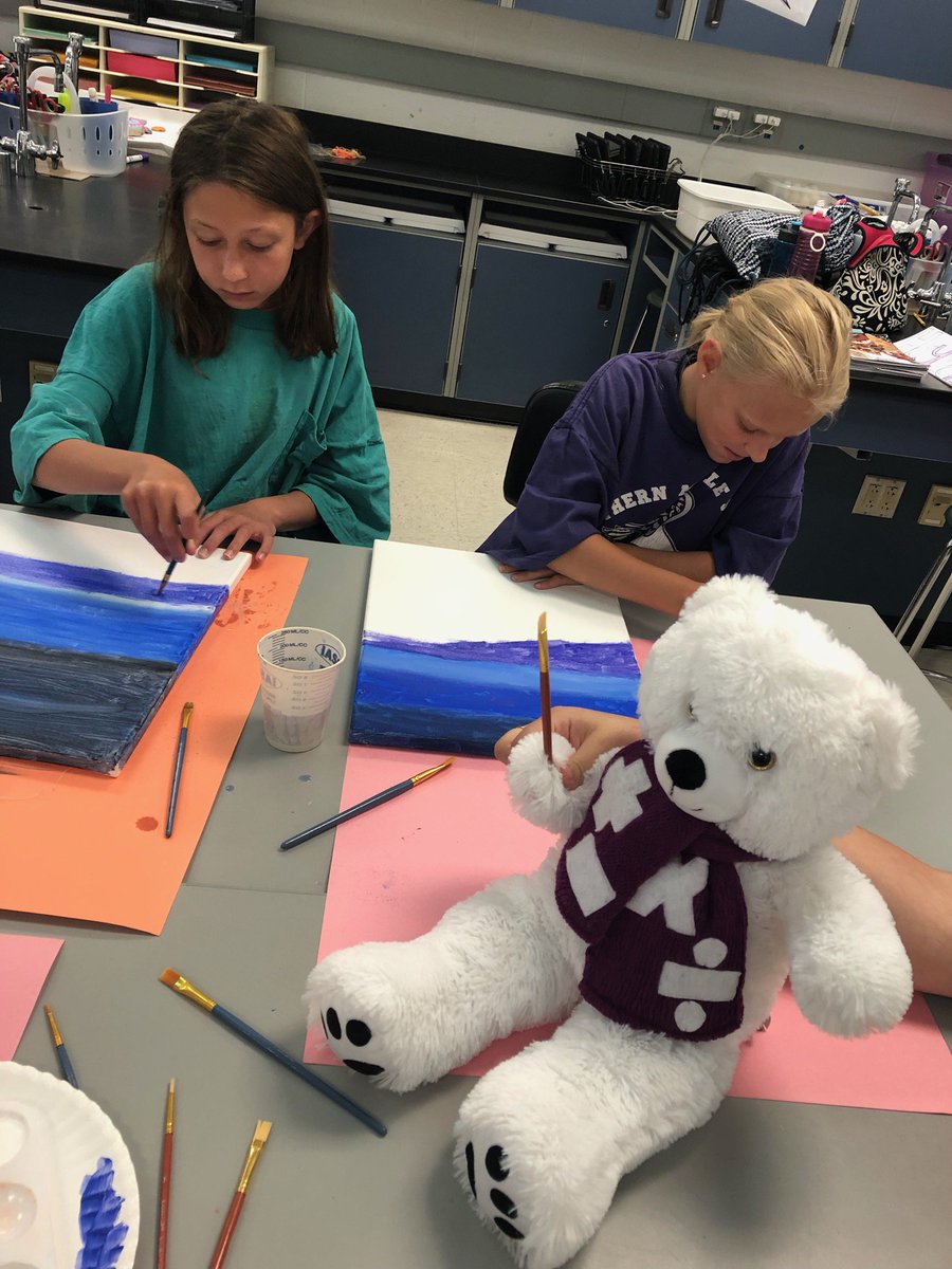 MrsLohr122's tweet photo. Math Max tries his hand at an art project this morning with the #polarstars students #polarstars2019 #WeAreNorthern #mathmax https://t.co/5ylTBxFClK
