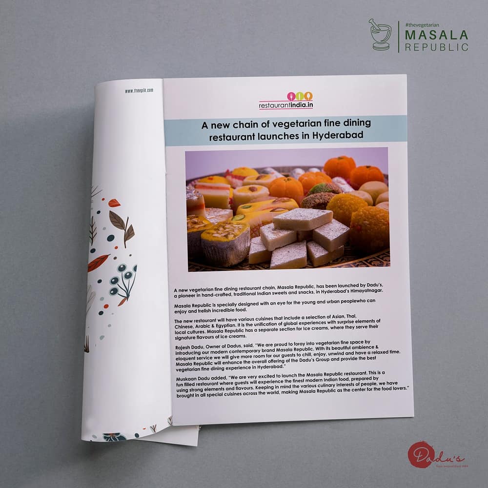 dadusMV's tweet photo. Successful launch of Masala Republic at Himayatnagar was covered by various News portals. #thevegetarian #NewBeginnings #NewOutlet  #FusionFood #Restaurant #RestaurantByDadus #FoodiesAssemble #PlacesToEat #Himayatnagar #Hyderabad #Dadus https://t.co/buiFbv7lgO