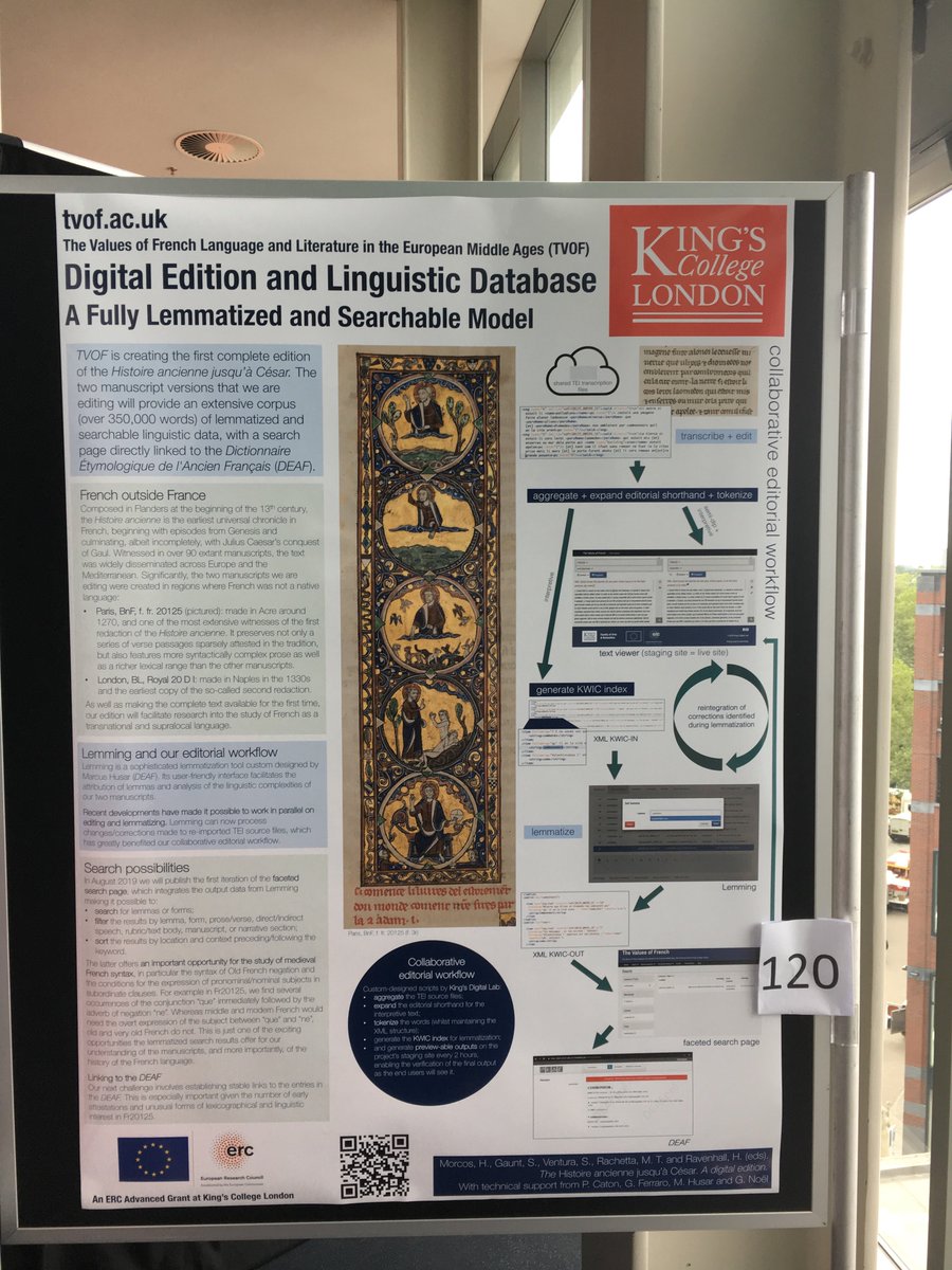 Our poster (lucky number 120) is now up @DH2019_NL! Find out more about the new search page, Lemming (a digital lemmatization tool) and our collaborative editorial workflow designed by <a href="/kingsdigitallab/">King's Digital Lab (@kingsdigitallab.bsky.social)</a> #DH2019