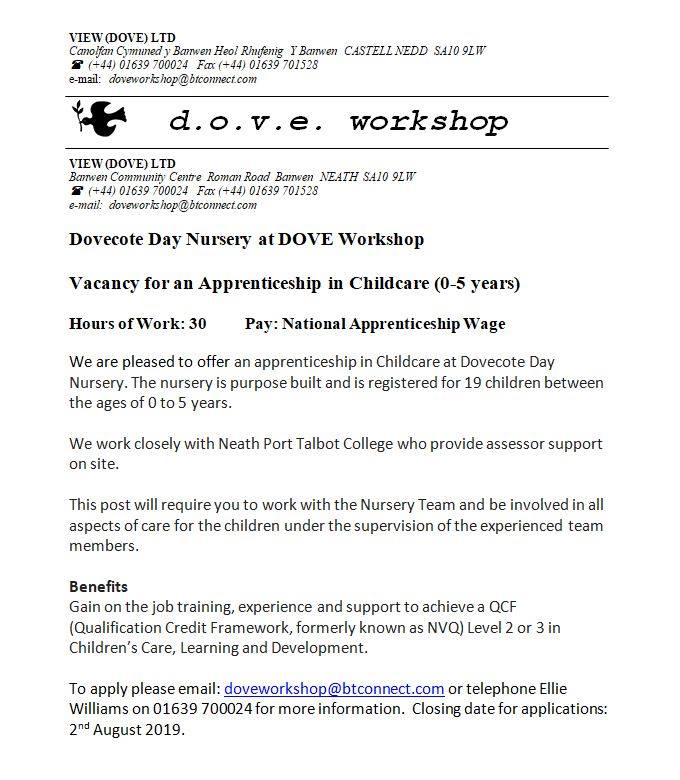 New opportunity <a href="/doveworkshop/">dove workshop</a>