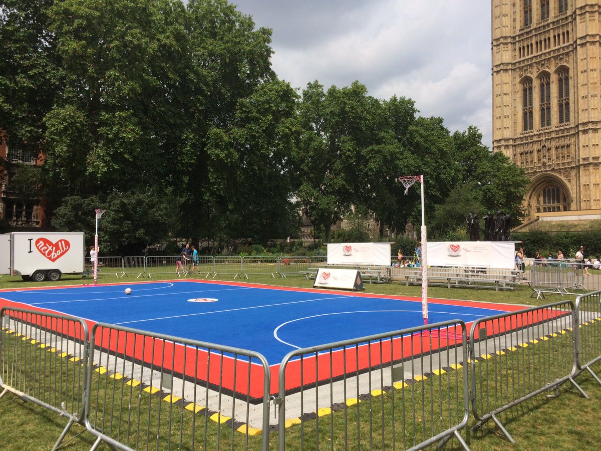 PopUpArena's tweet photo. Rapid landing of @EnglandNetball PopUpCourt at Westminster for @NetballWorldCup PR launch https://t.co/2sgD74DFmQ