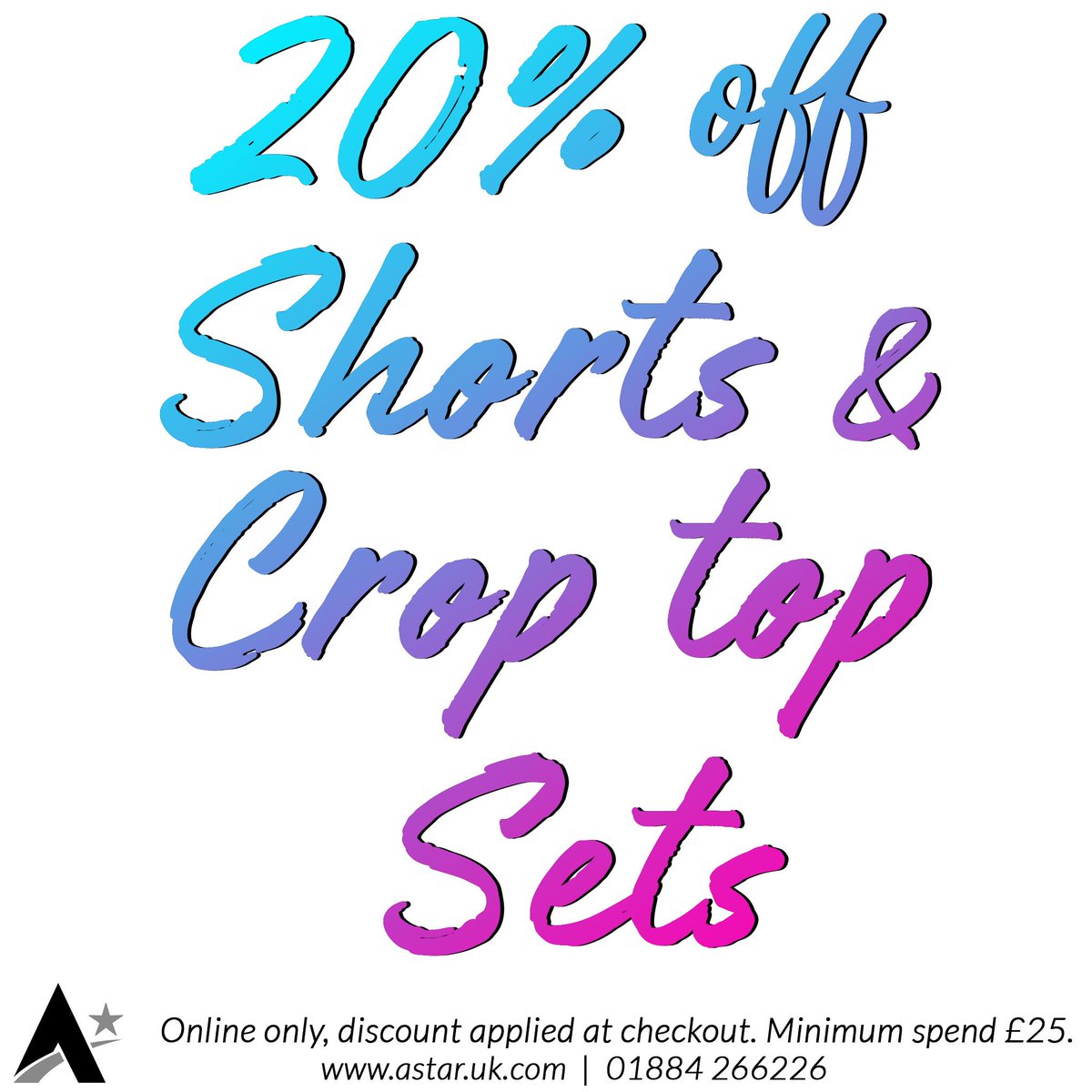 astaractive's tweet photo. Stay cool at summer #training sessions &amp; #gym #workouts, take advantage of this great #offer. We have 20% off crop top, shorts &amp; leggings sets! Offer applied at checkout, min spend £25 https://t.co/X4Pc8vRTv2 #gymnastics #offer #deal #humpday #trampoline https://t.co/ixoGxIAVdQ