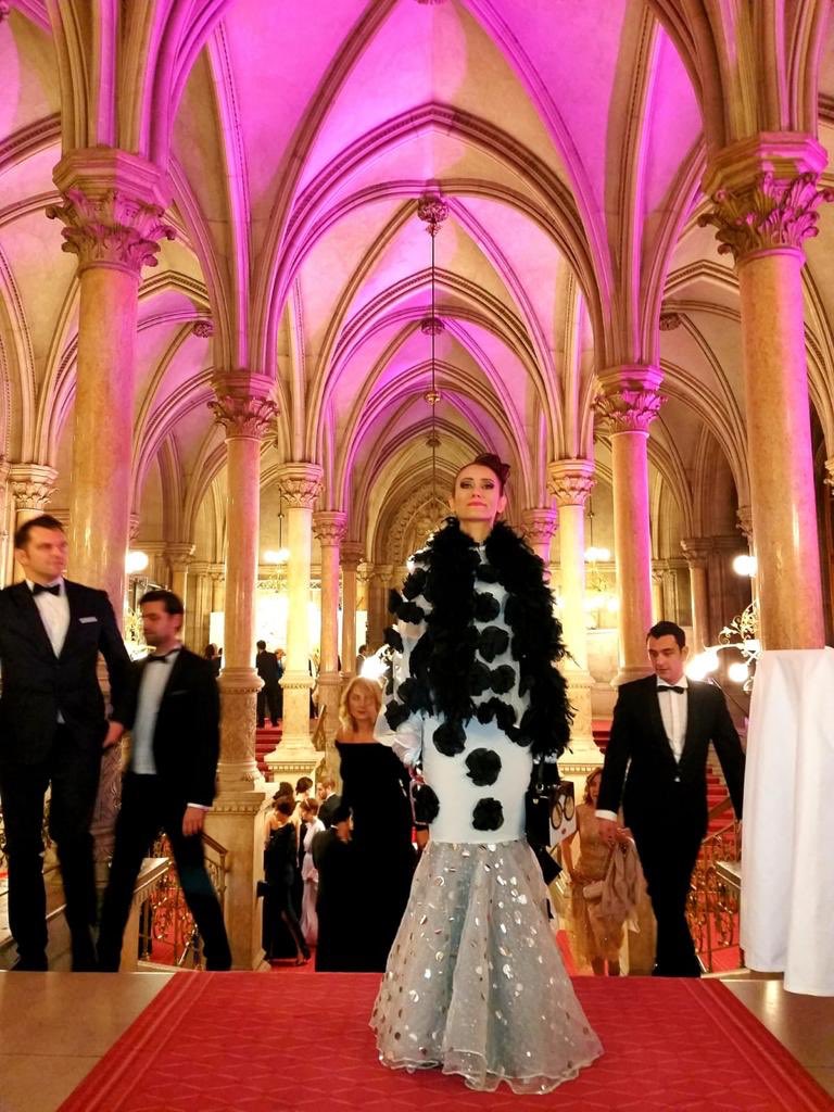 DMontby's tweet photo. Here Daniela de Montby wearing her own statement evening wear at the famous Vienna ball. https://t.co/Q9rXMhmefb