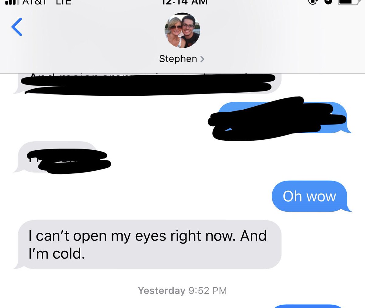 wsuares's tweet image. Don’t tell me the man-flu isn’t really a thing. A bug has made its way through the whole family, finally hitting my dear hubby, and I get this text. 🙄😭#prayforhim #hecantopenhiseyes